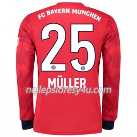 Fotbalový Dres FC Bayern Mnichov Muller 25 Domácí 2018/19 Dlouhý Rukáv